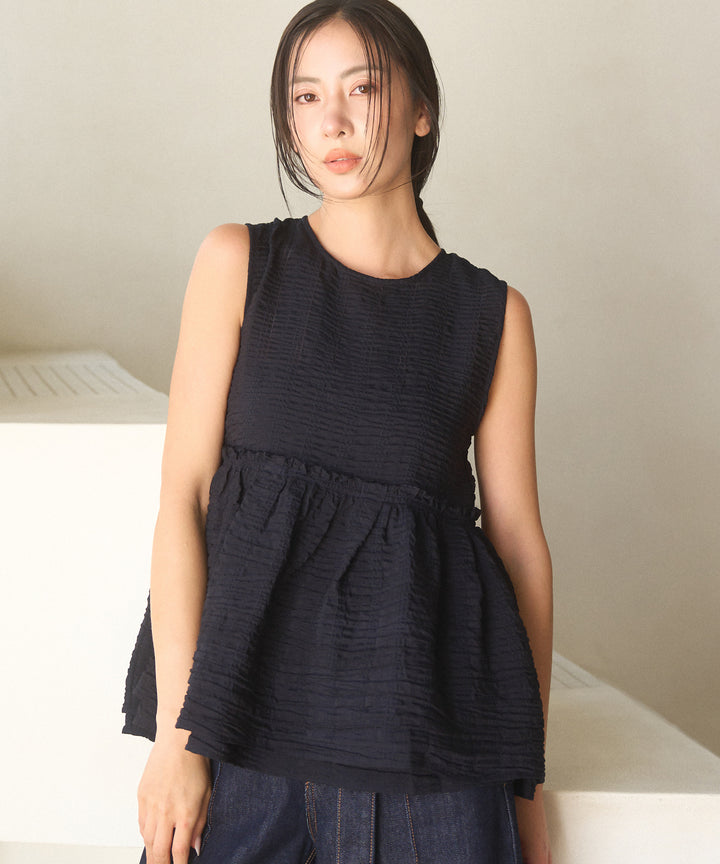 【INDIA made】Bumpy Semisheer Peplum Tops