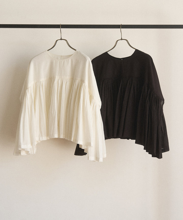【INDIA made】Gather Volume Voile Blouse