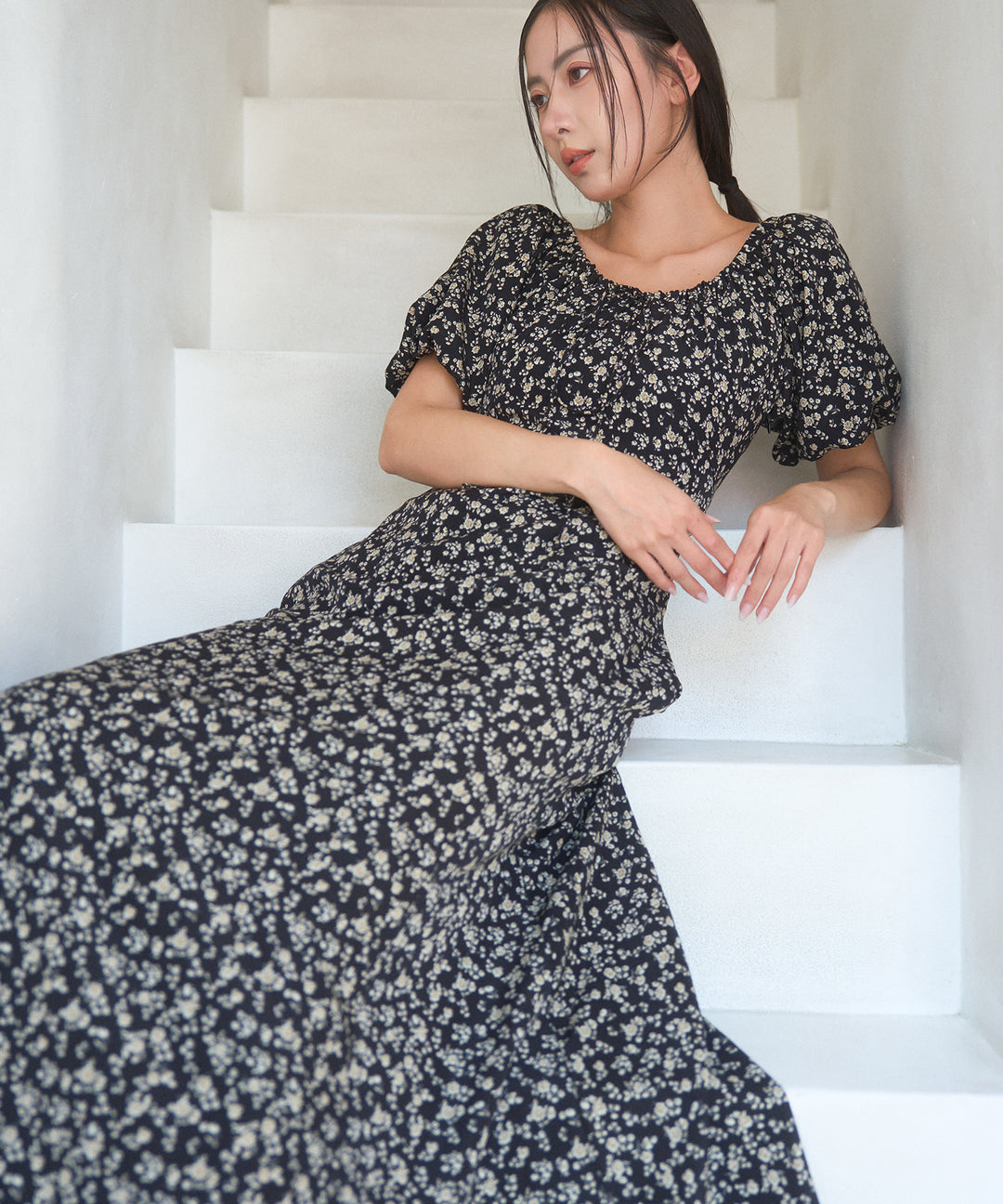 ANNETTE Floral Puff Dress