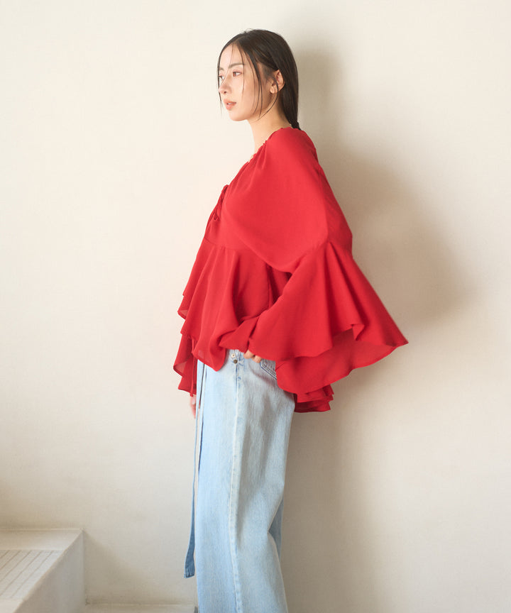 Airy Ciffon Gather Blouse