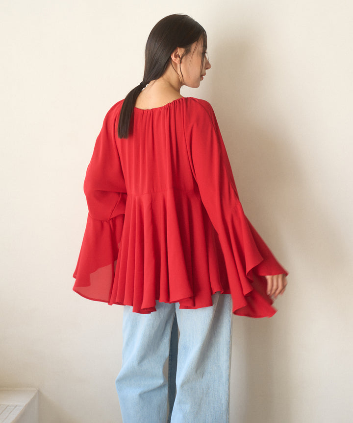 Airy Ciffon Gather Blouse