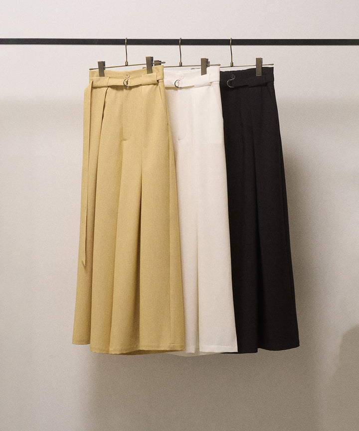 Wide Tuck Belt Flare Slacks