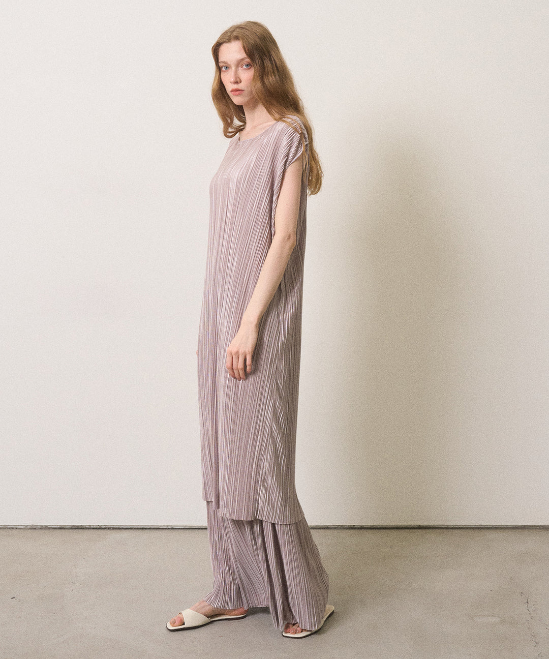 River Pleat Wide Dress