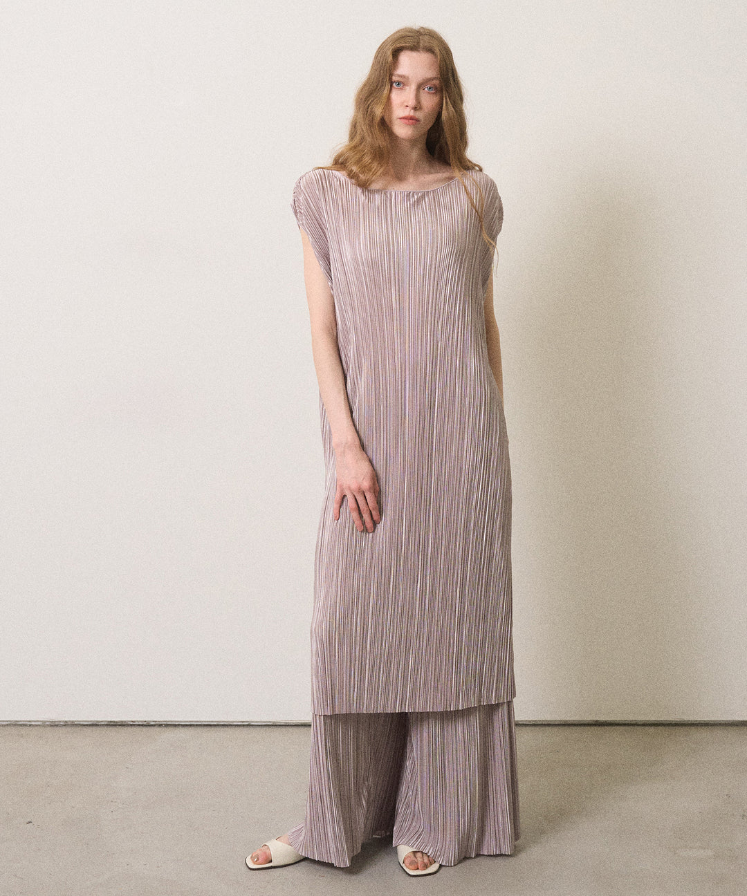 River Pleat Wide Dress