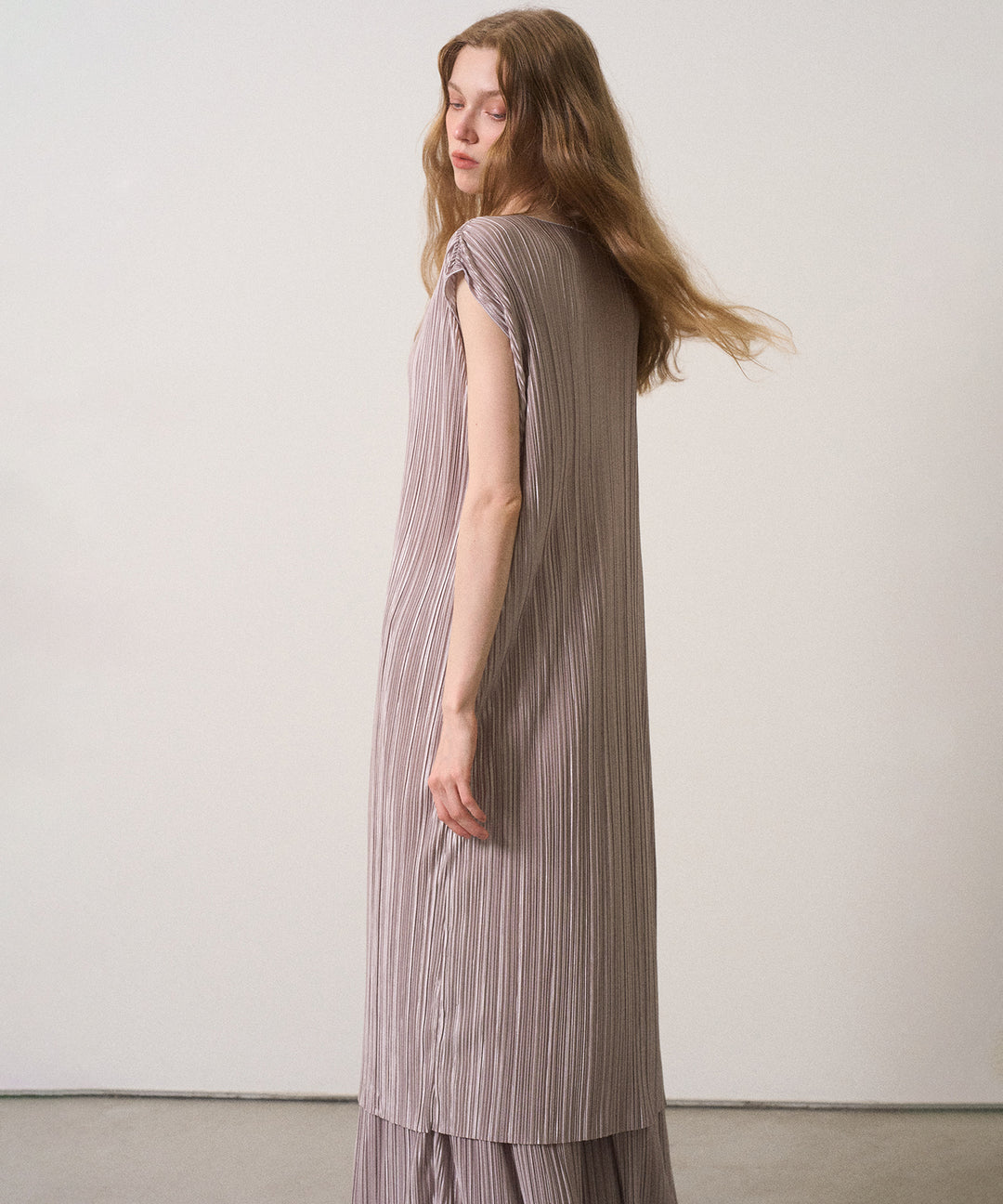 River Pleat Wide Dress