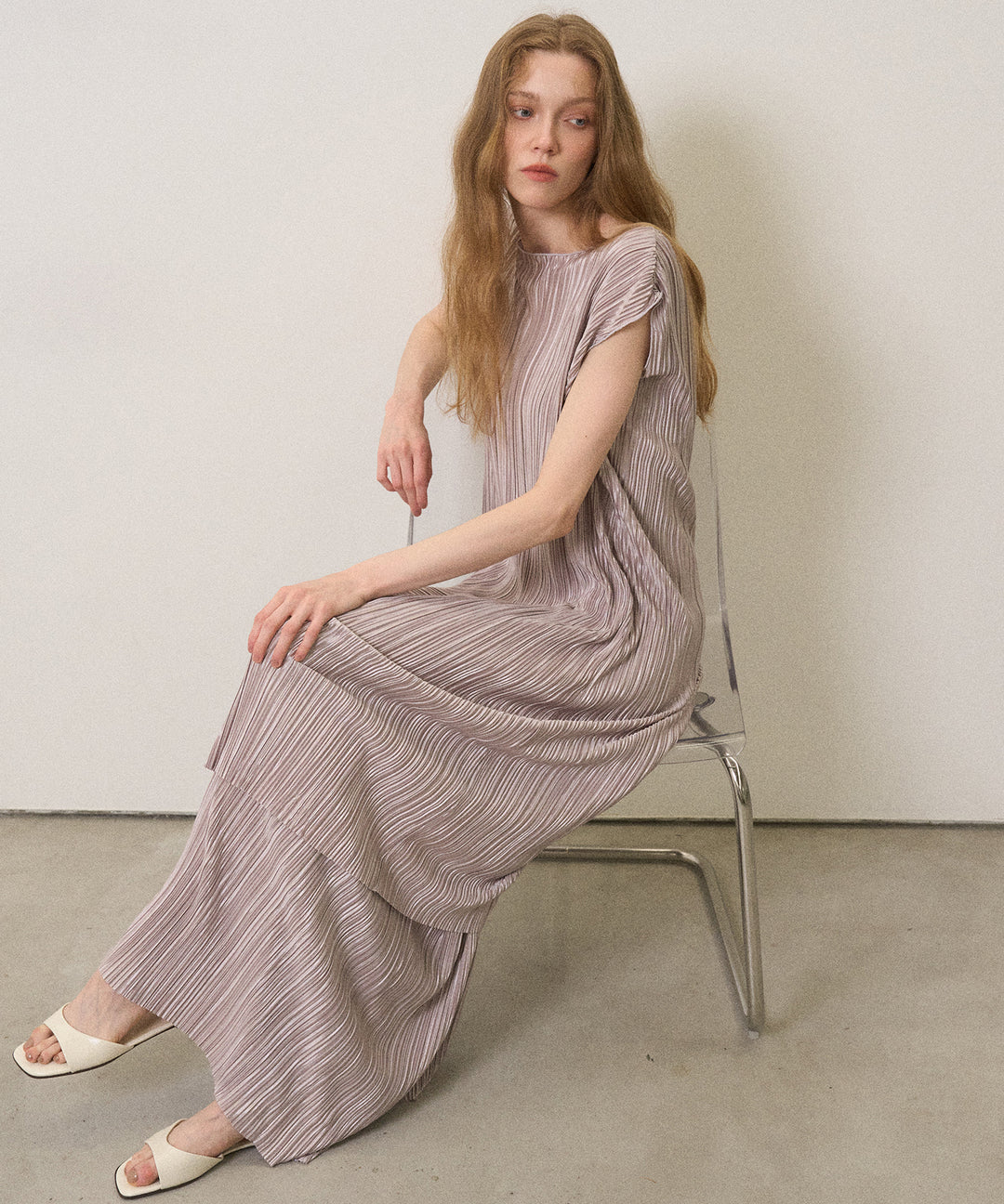 River Pleat Wide Dress