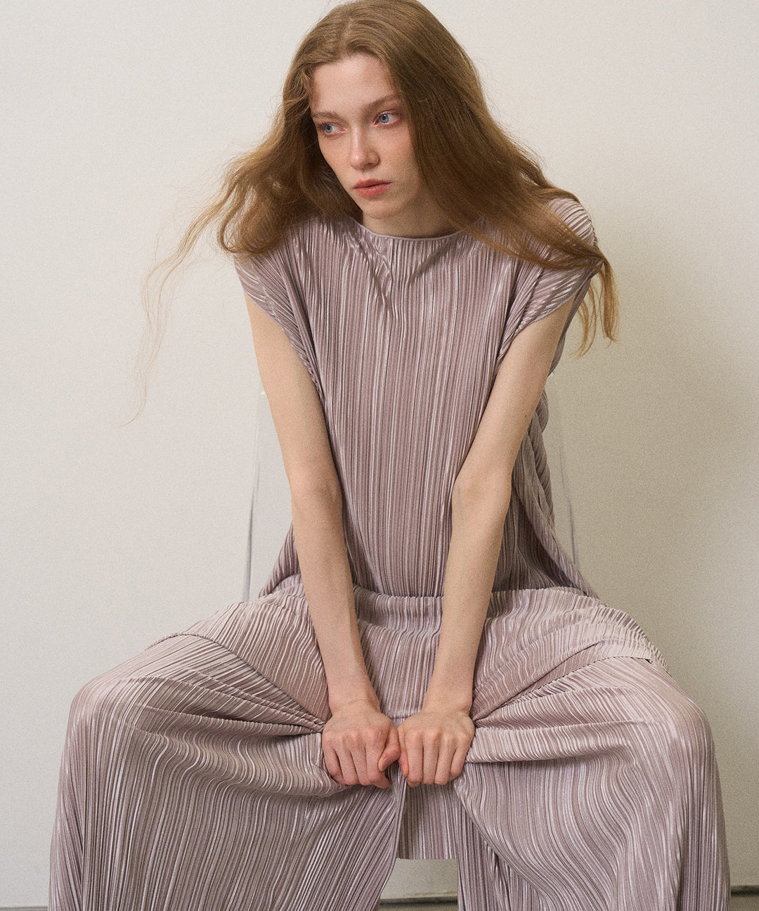 River Pleat Wide Dress