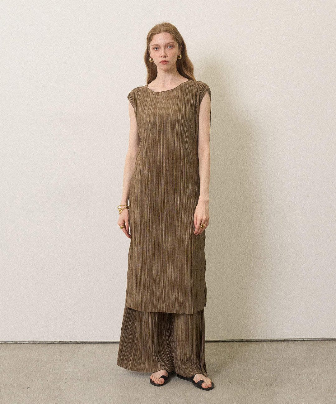 River Pleat Wide Dress