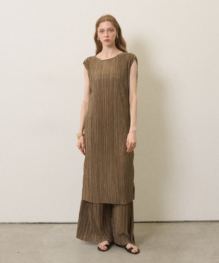 River Pleat Wide Dress