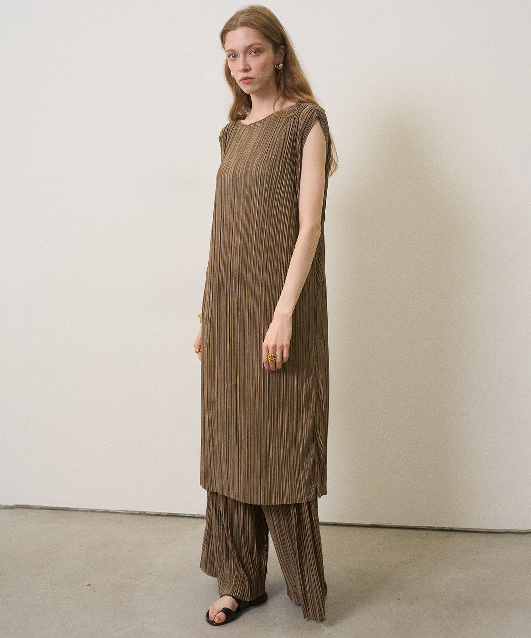 River Pleat Wide Dress