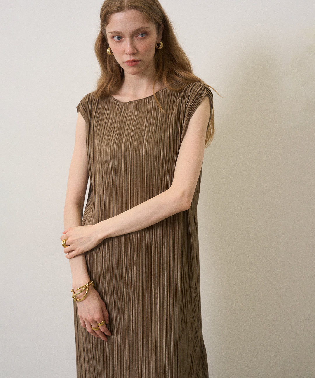 River Pleat Wide Dress
