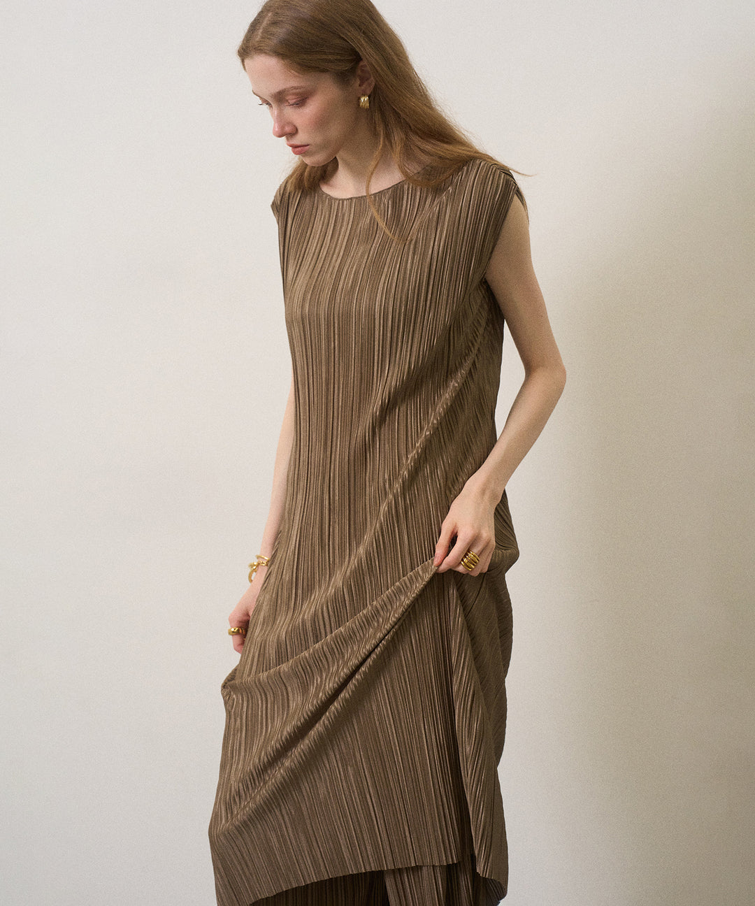 River Pleat Wide Dress