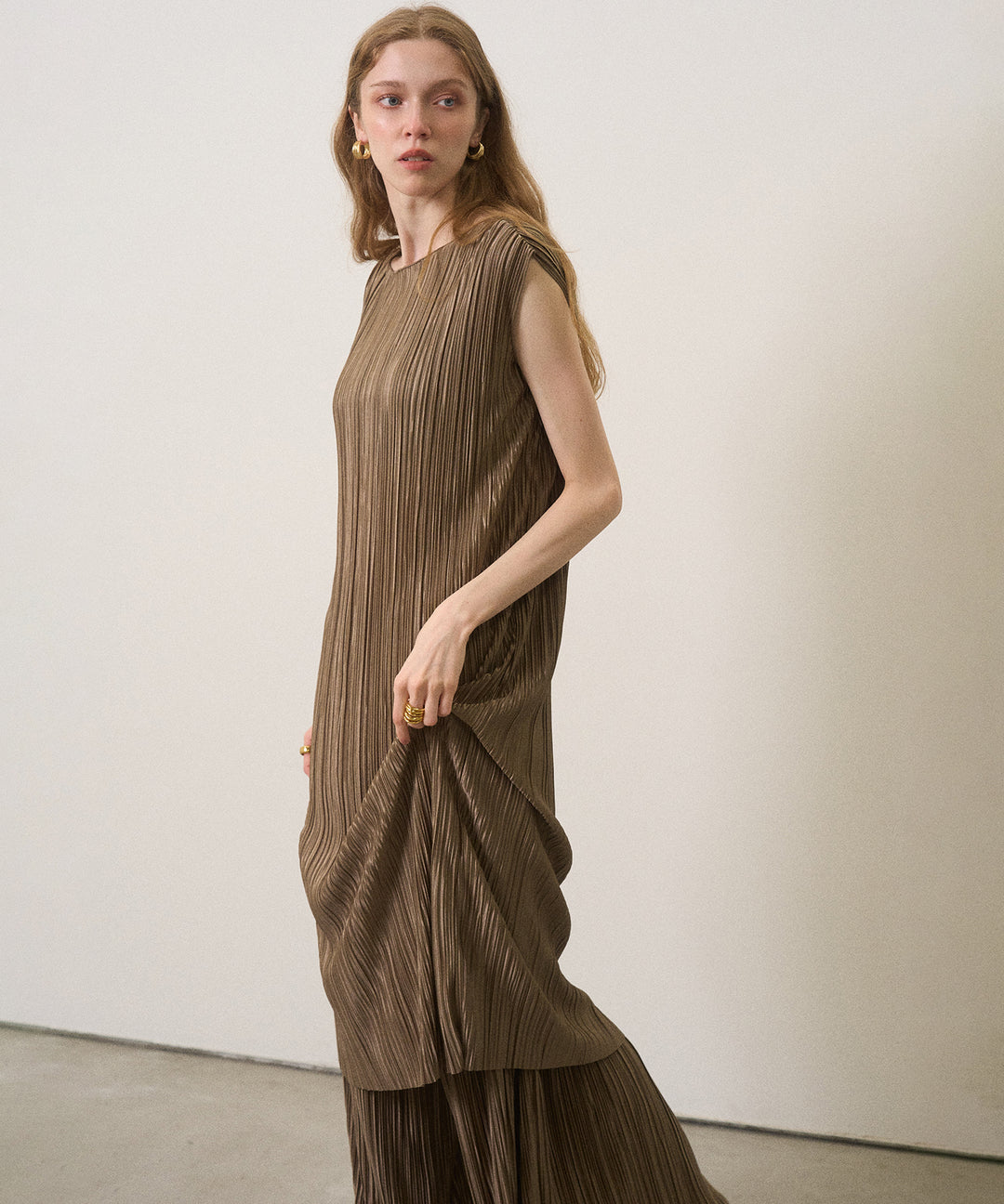 River Pleat Wide Dress