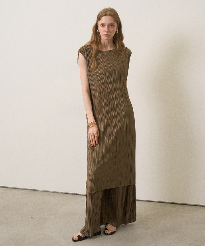 River Pleat Wide Dress