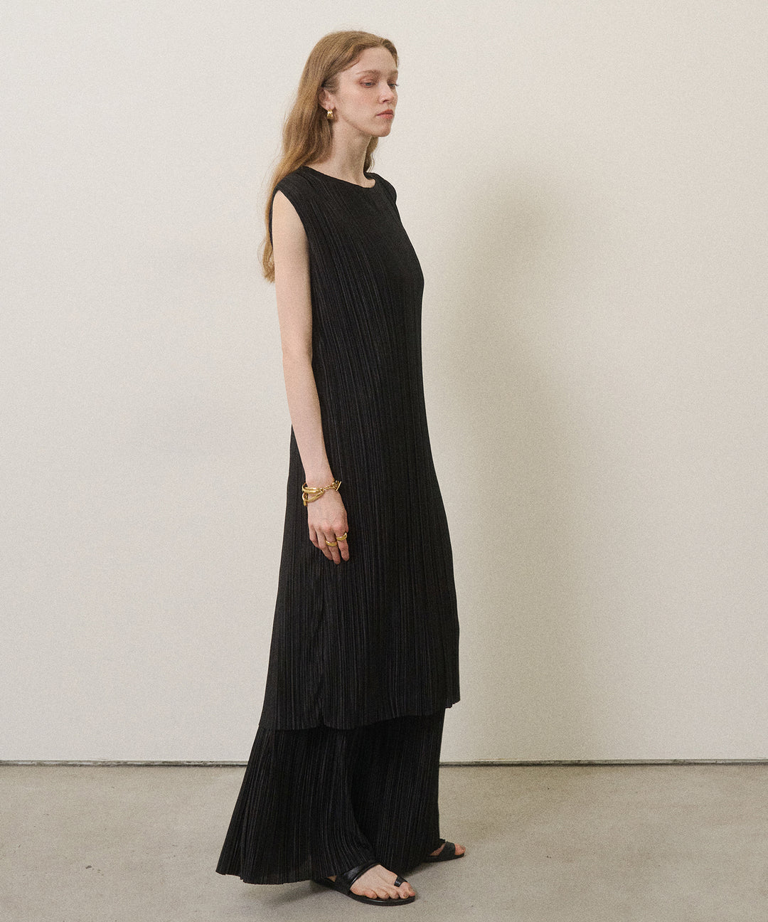 River Pleat Wide Dress