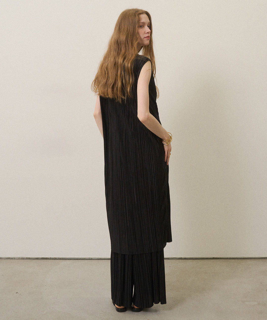 River Pleat Wide Dress