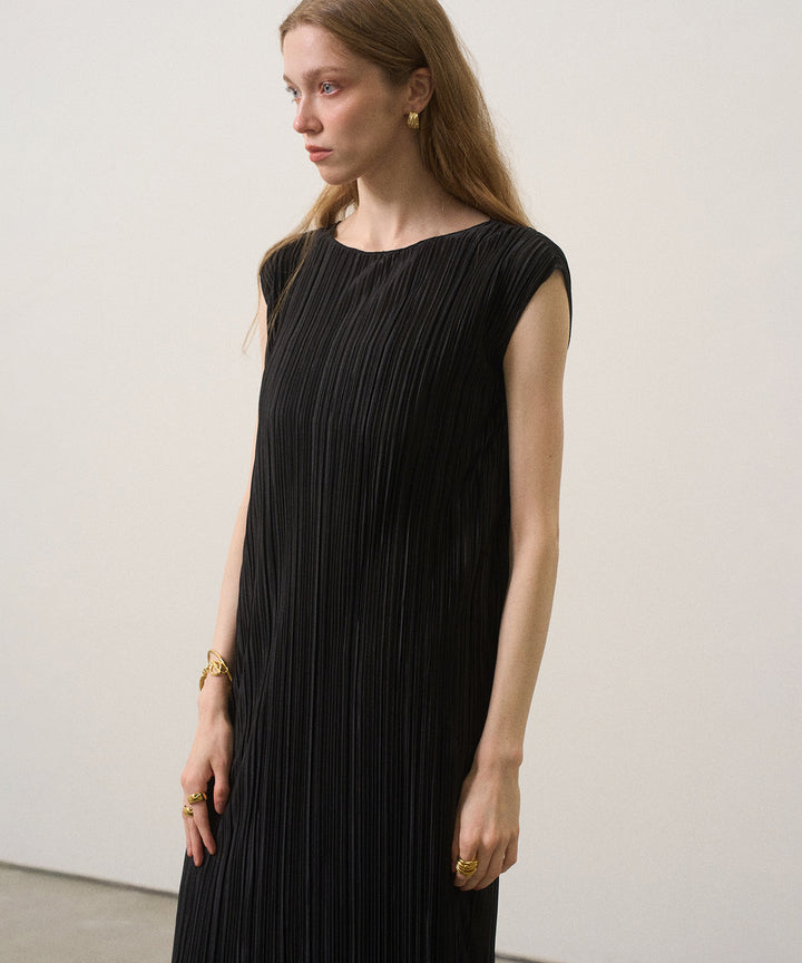 River Pleat Wide Dress