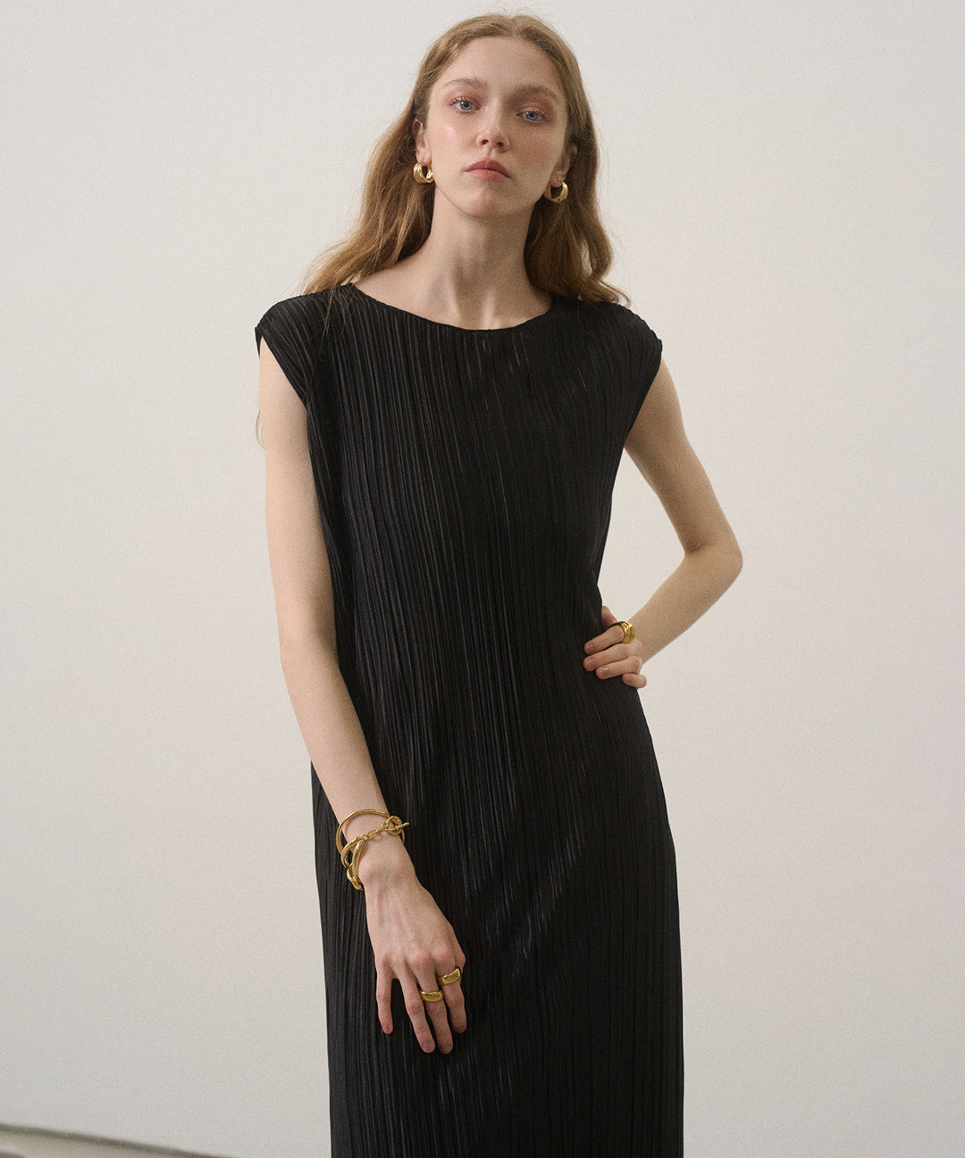 River Pleat Wide Dress