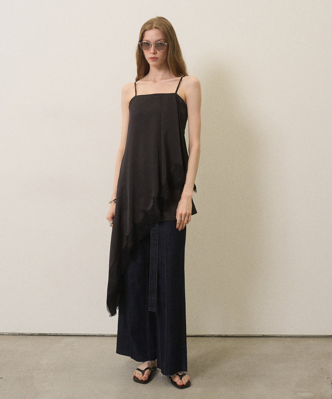 Pintuck Semiwide Jeans