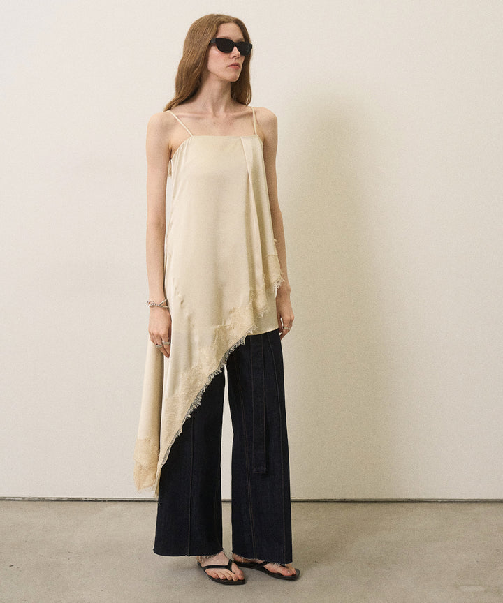 Pintuck Semiwide Jeans