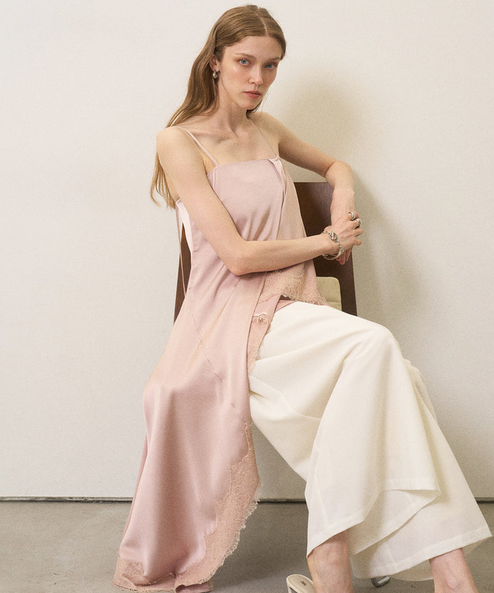 Wide Tuck Belt Flare Slacks