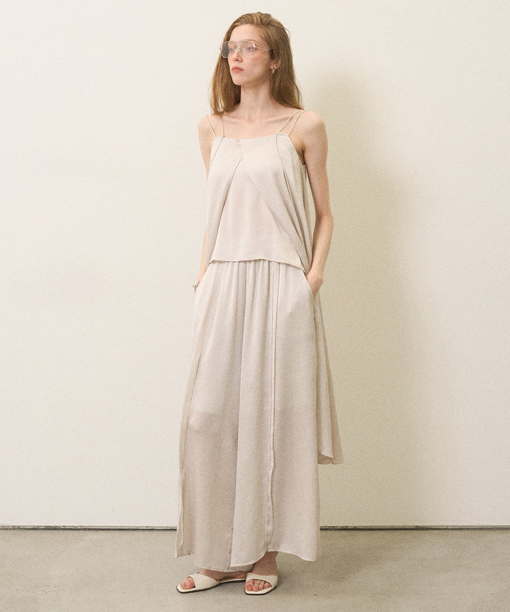 Crinkle Satin Wide Pants