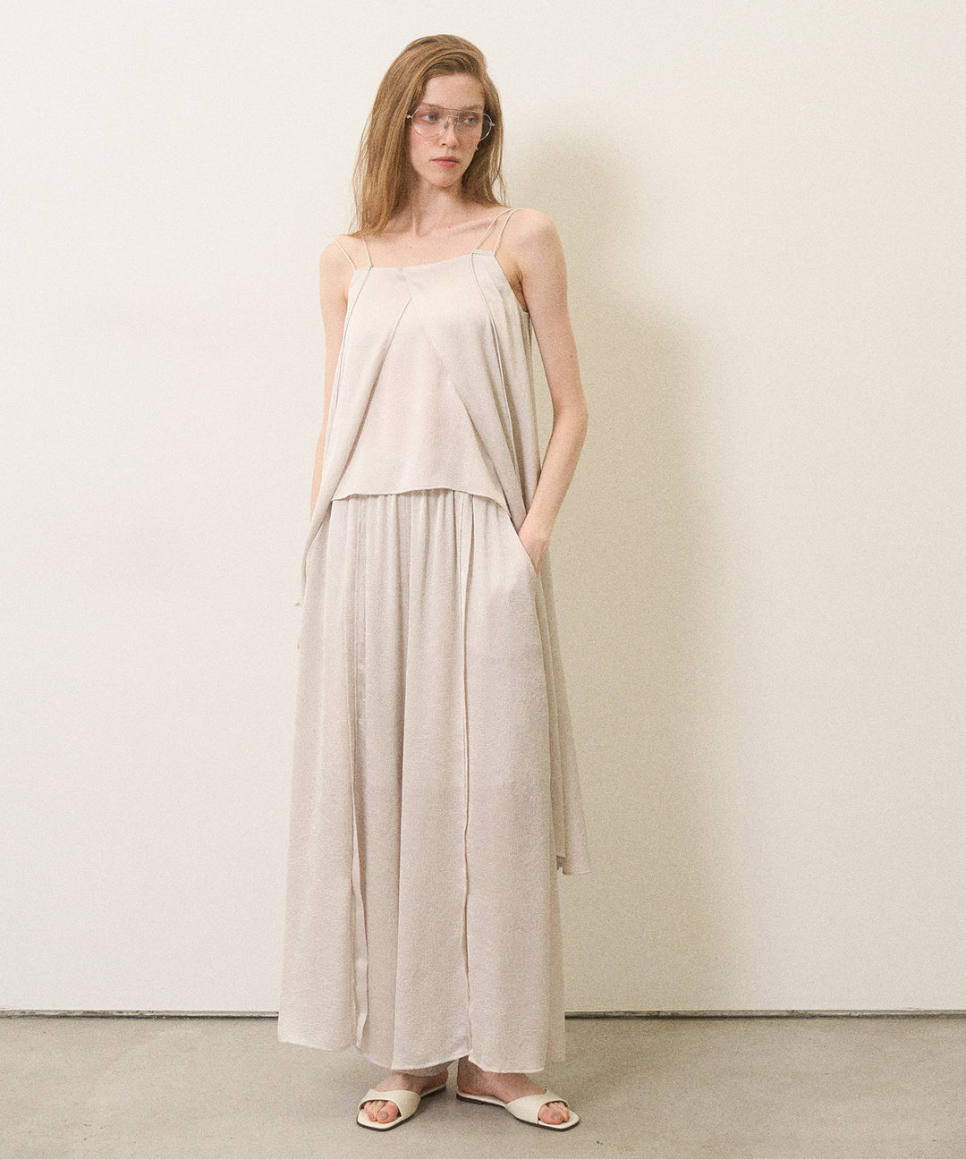 Crinkle Satin Wide Pants