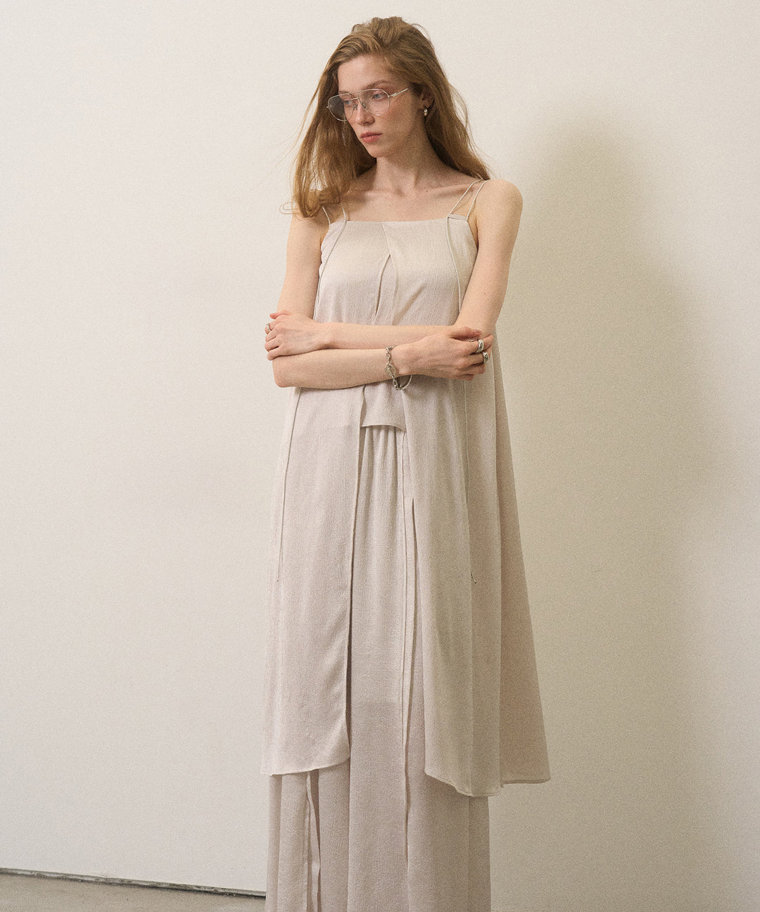 Crinkle Satin Layered C/A