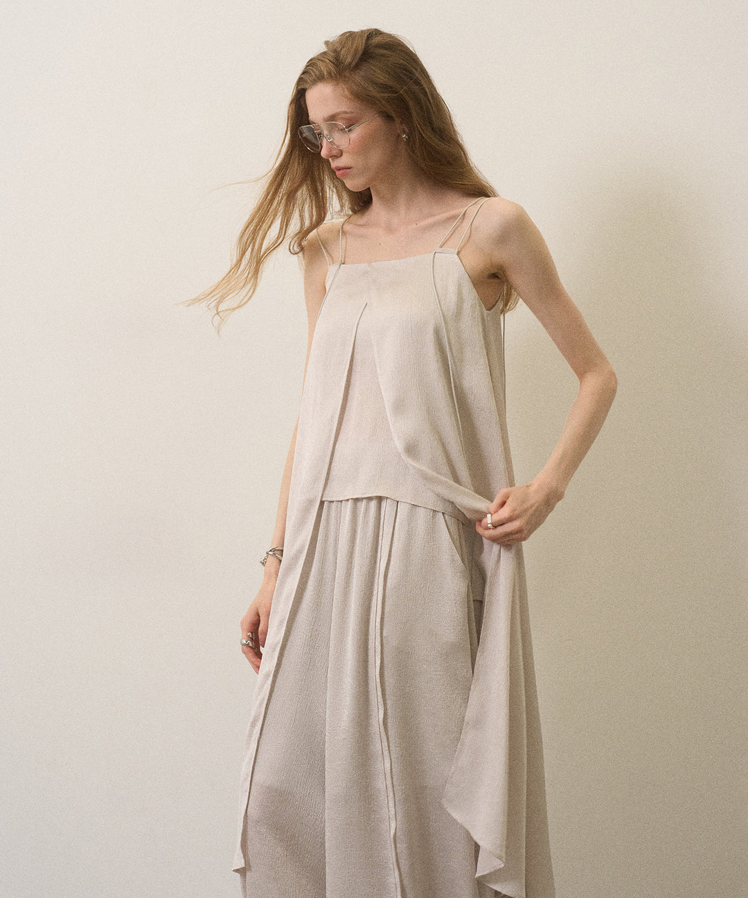 Crinkle Satin Layered C/A