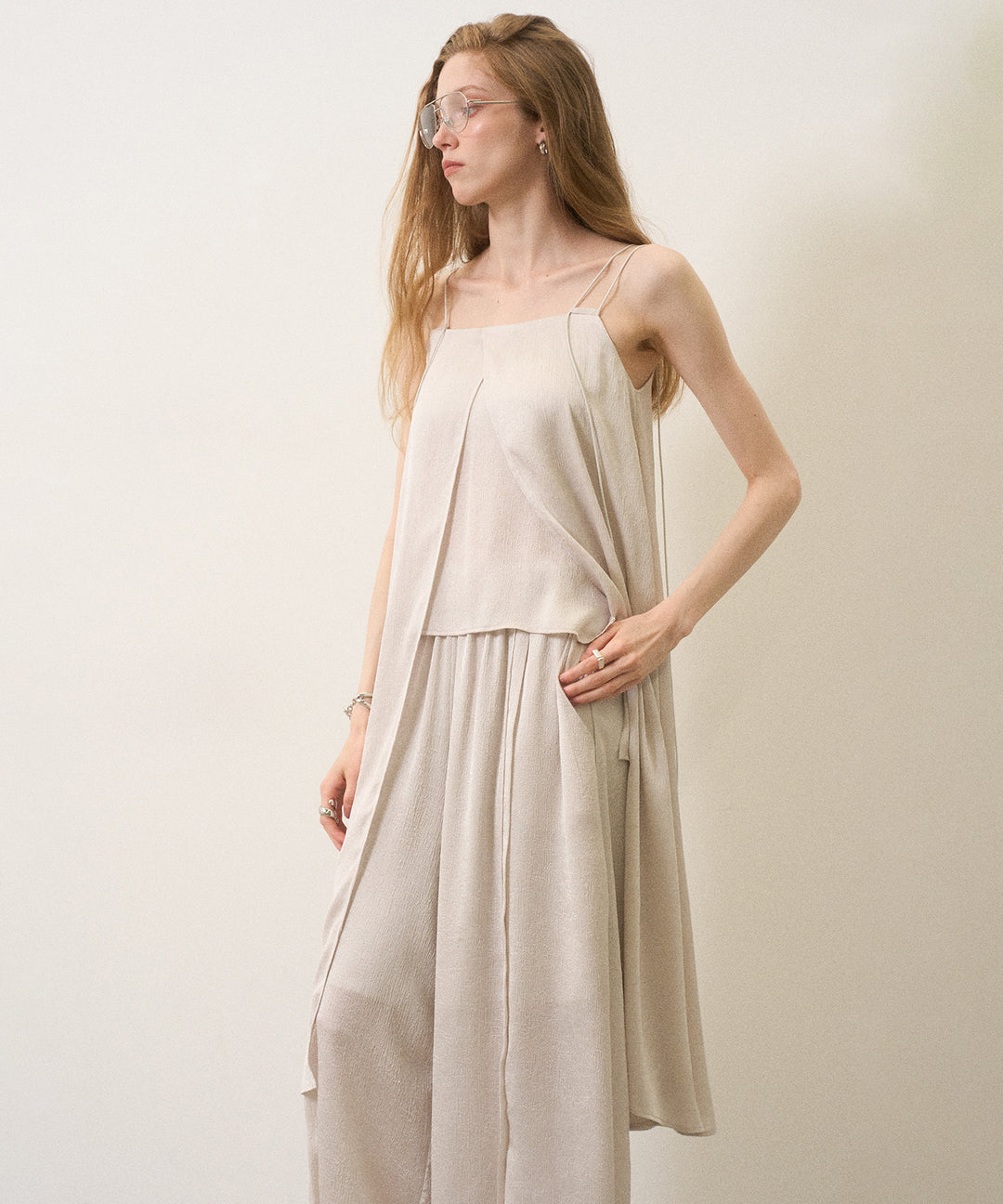 Crinkle Satin Wide Pants