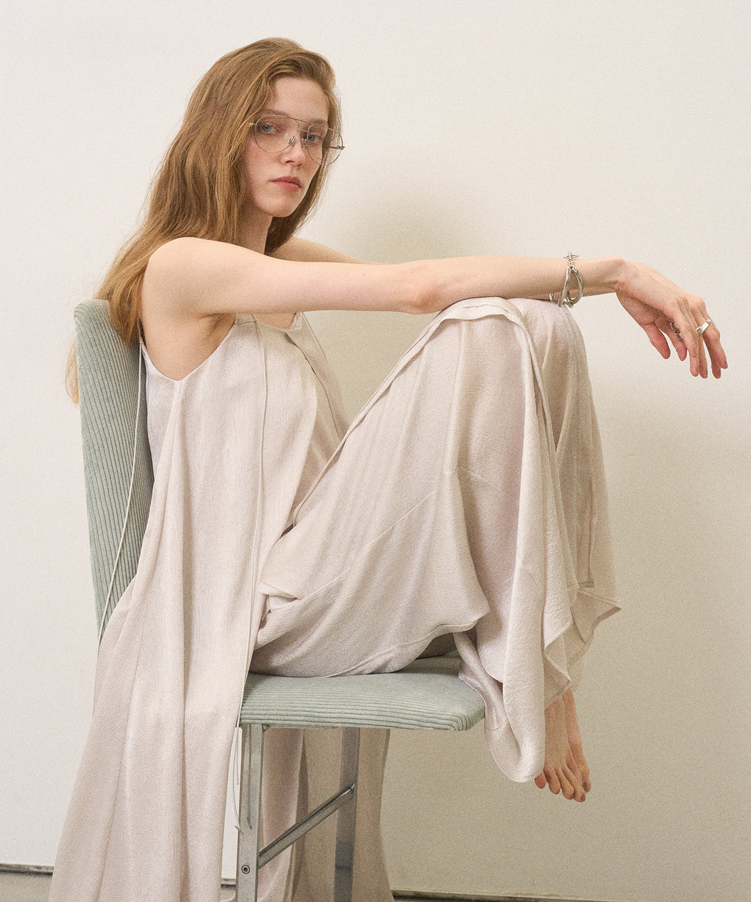 Crinkle Satin Wide Pants