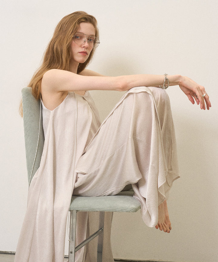 Crinkle Satin Wide Pants
