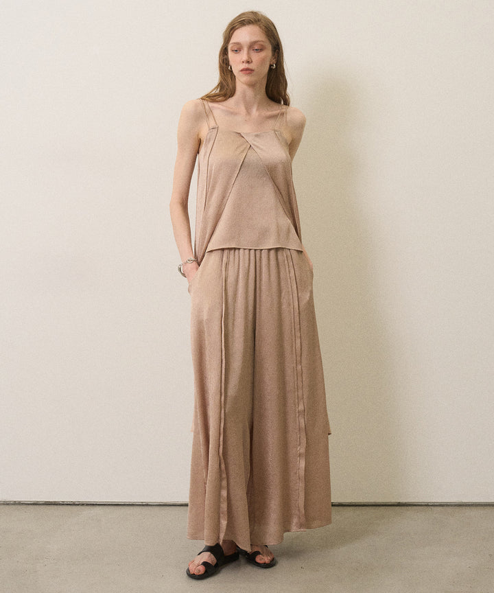 Crinkle Satin Wide Pants