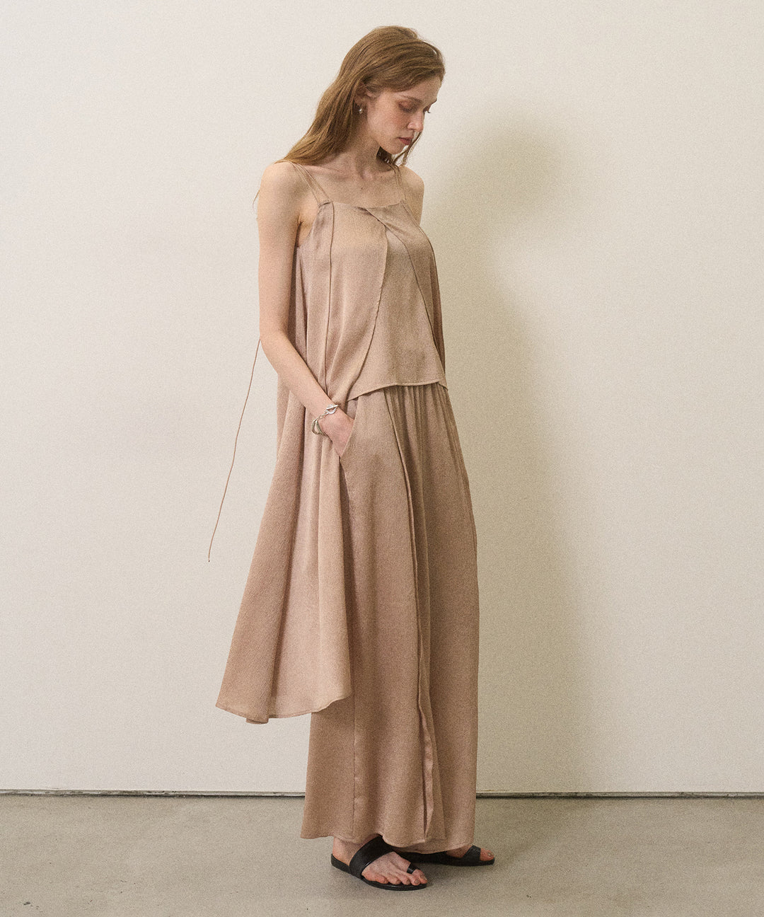 Crinkle Satin Layered C/A