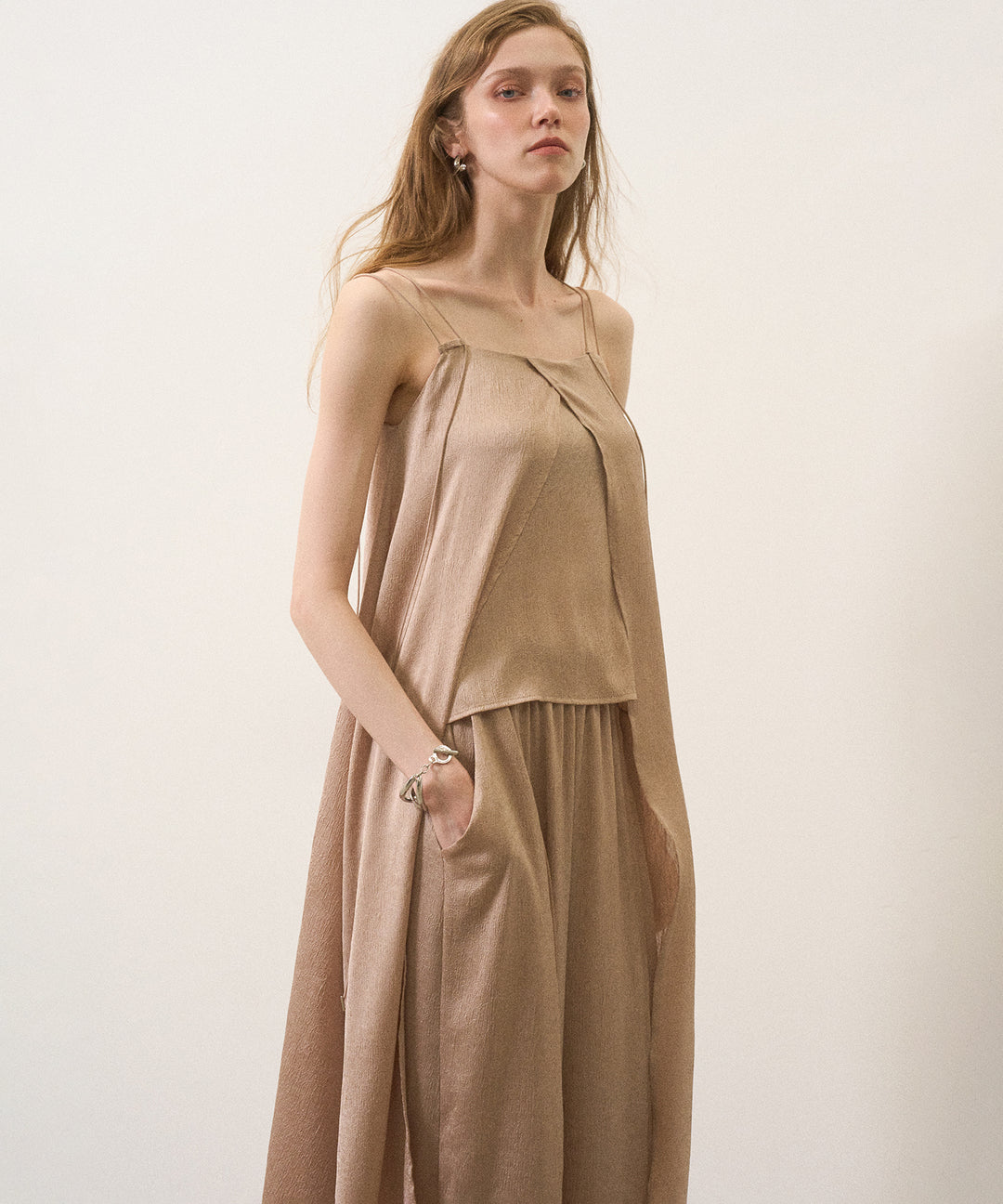 Crinkle Satin Wide Pants