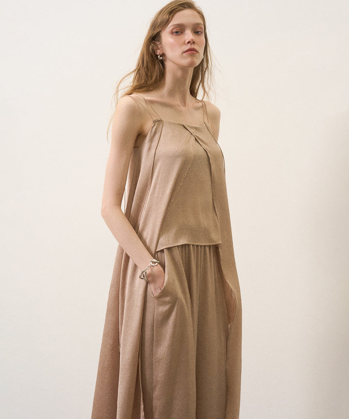 Crinkle Satin Wide Pants