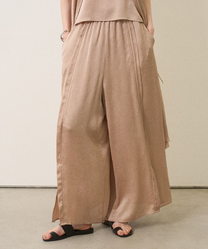 Crinkle Satin Wide Pants