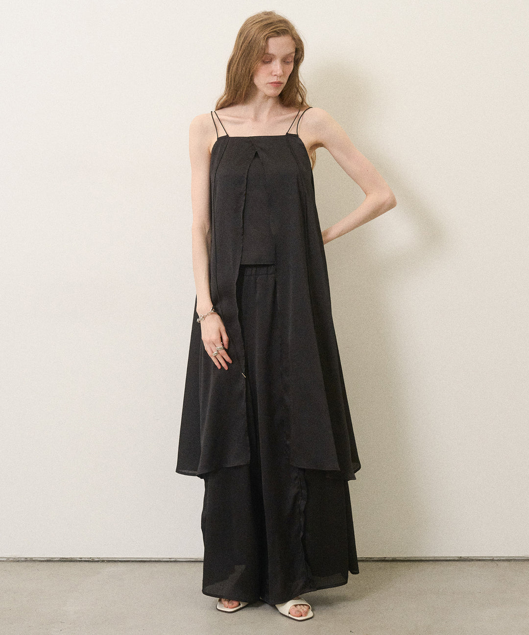 Crinkle Satin Wide Pants