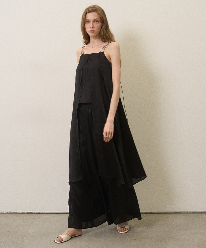 Crinkle Satin Wide Pants