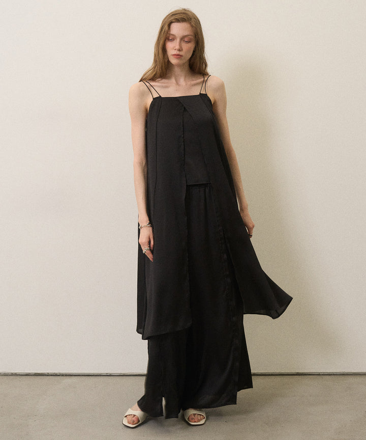 Crinkle Satin Wide Pants