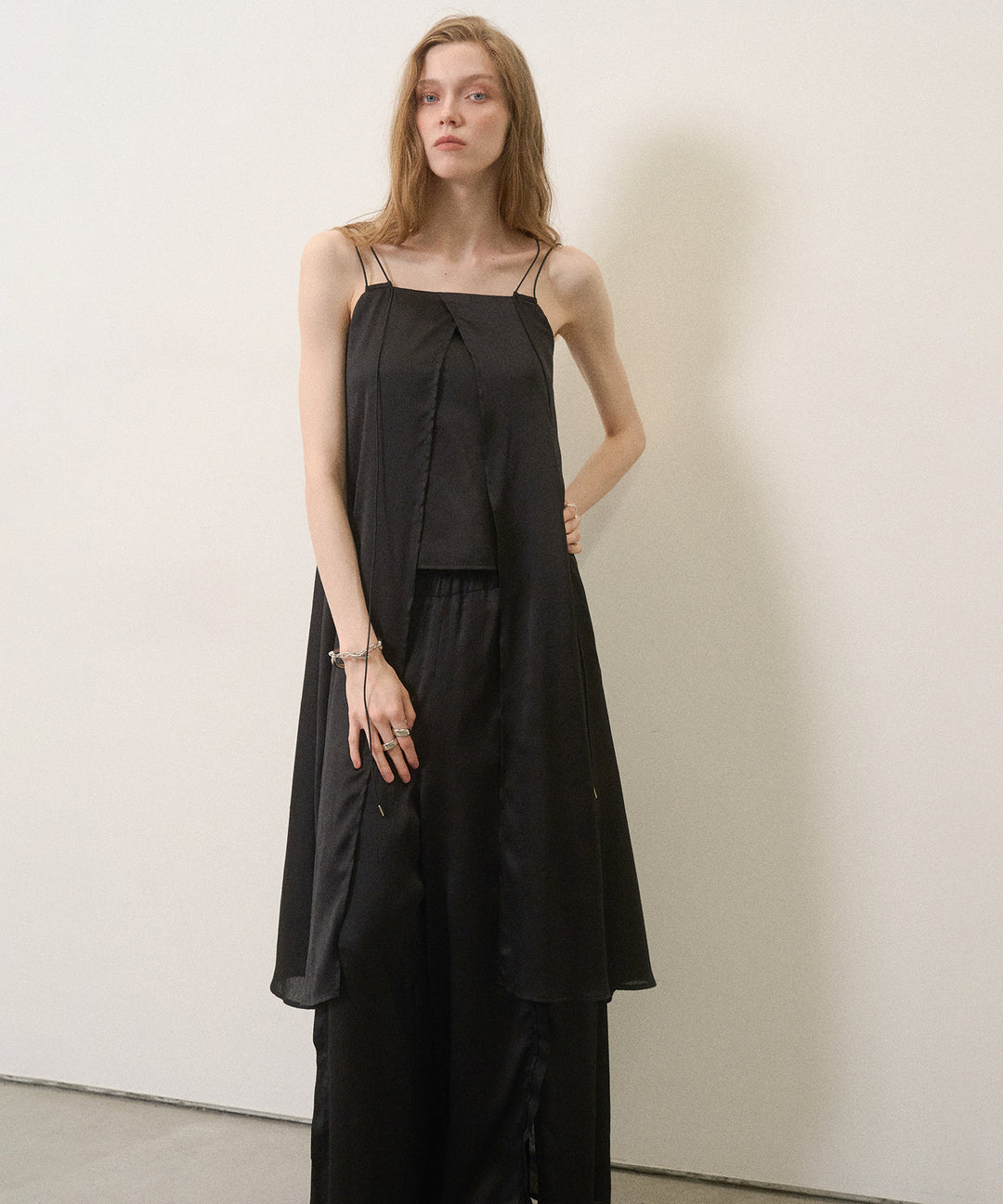 Crinkle Satin Layered C/A