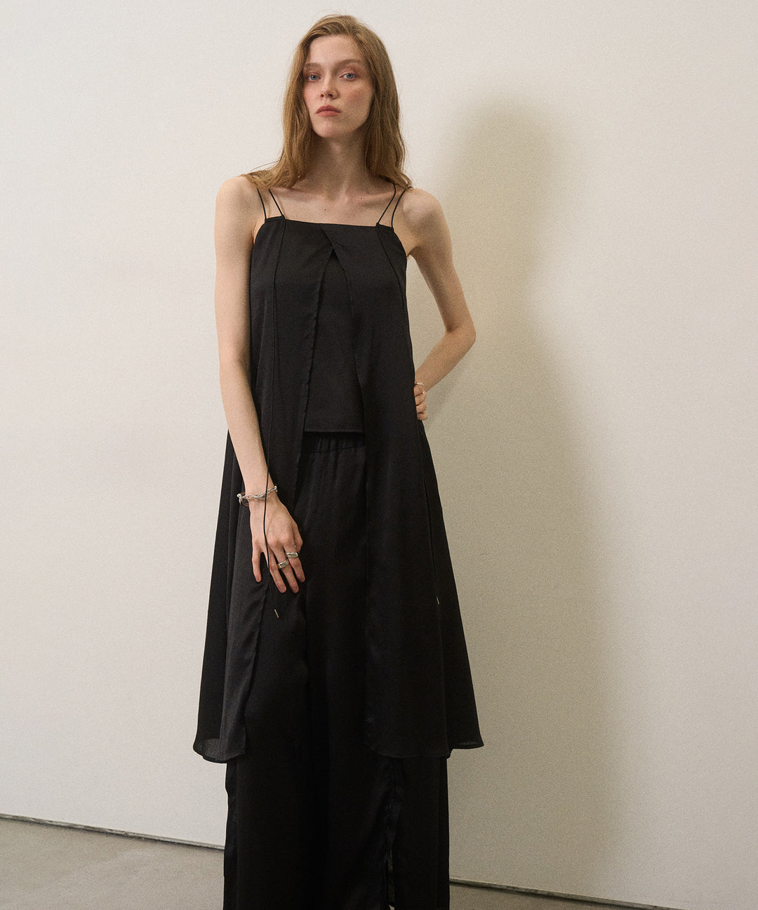 Crinkle Satin Wide Pants