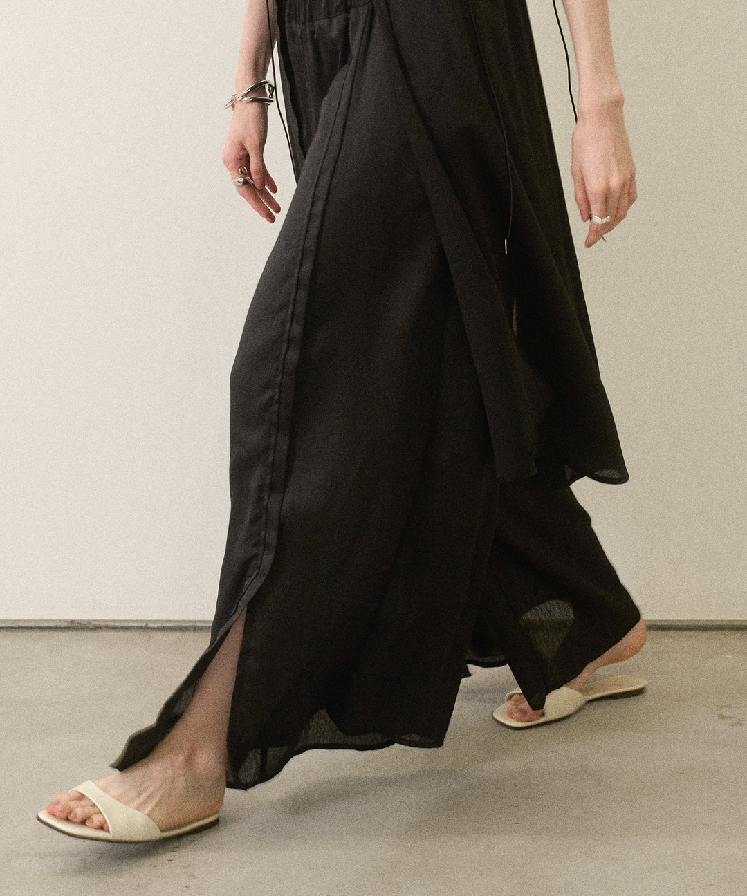 Crinkle Satin Wide Pants
