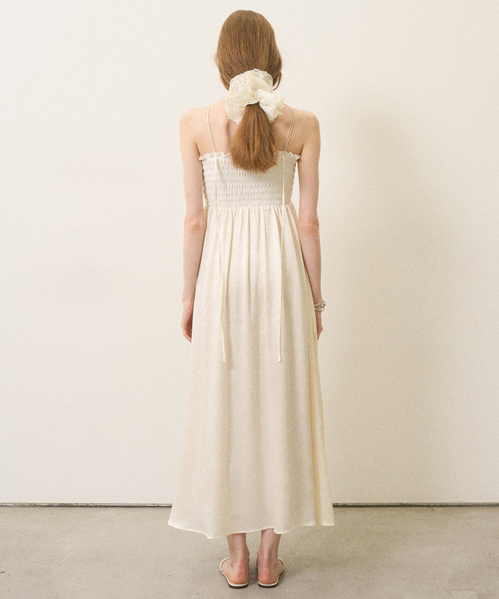 Wrinkle Satin Shirring Dress