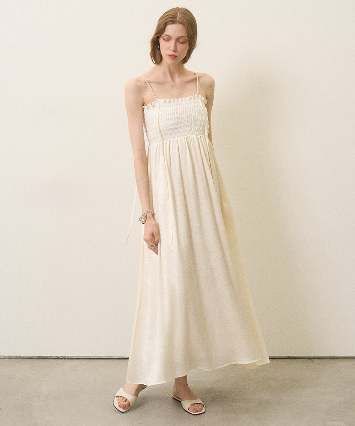 Wrinkle Satin Shirring Dress