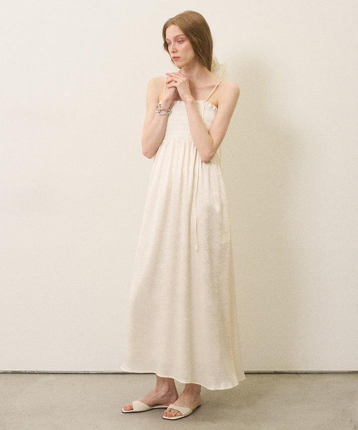 Wrinkle Satin Shirring Dress