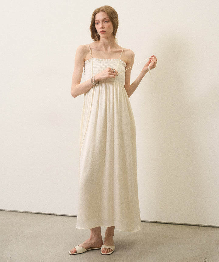 Wrinkle Satin Shirring Dress