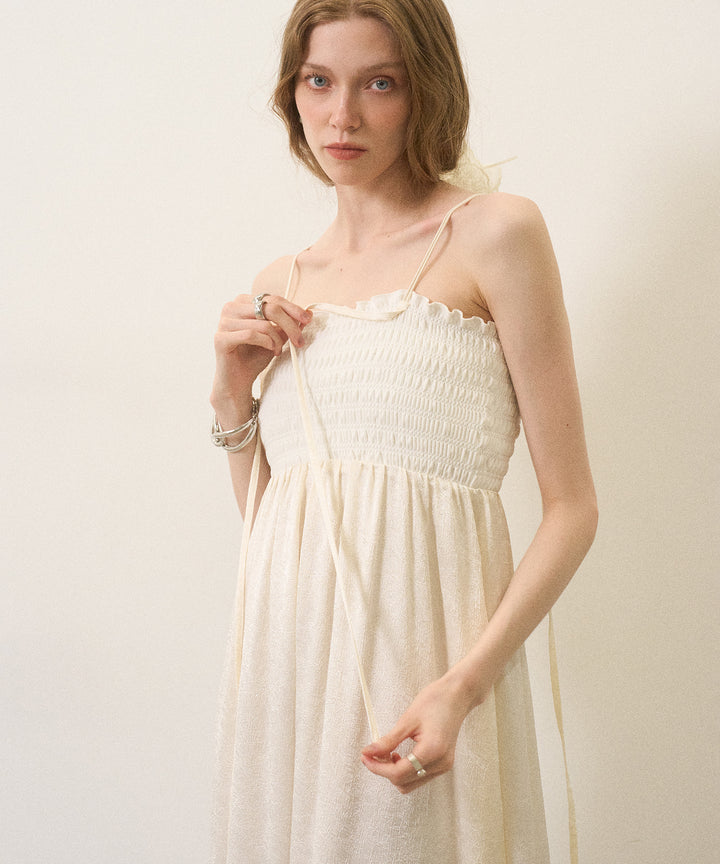 Wrinkle Satin Shirring Dress