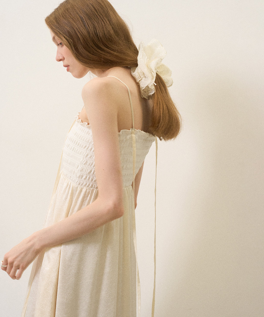 Wrinkle Satin Shirring Dress