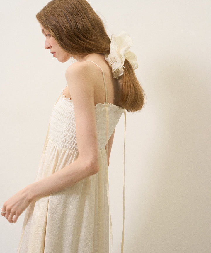 Wrinkle Satin Shirring Dress